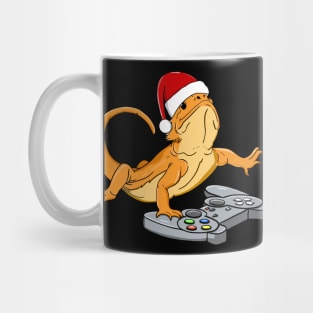 Cute Bearded Dragon Christmas Hat Video Game Mug